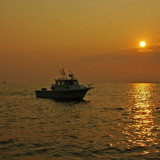 fishing at sunset