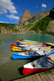 Canoes on Moraine Lake