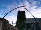 Wrought iron halo,with Folkton Parish church,behind