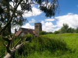 Clungunford church,seen over the motte.