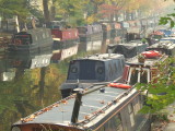 Canal boats moored at Little Venice.