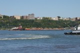 Loaded fuel barge head up the Hudson