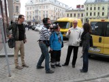 filming begins with Sylvie and Alex in the 'old town' of Lviv, on a tour of Jewish sites
