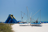 trampolines and slide on the beach