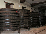 red wine vinification vats in Hospices de Beaune