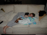 MOTHER AND BABY TAKE A NAP.