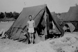 Capt. Mason at his tent, Casablanca bivouac