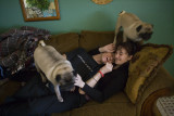 Mikey and Justine with Pugs
