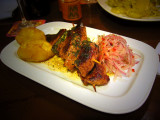 Wild Boar Scewers With Andean Potato And Onion Cake, Cuzco
