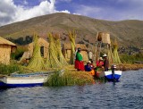 Family Picnic On Islands Of Uros, Lake Titicaca
