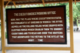 Sign indicating the location of the executioners office.
