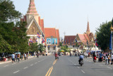 Looking down Sisowath Quay (street) in Phnom Penh.