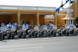 Motorcycle police were out in force because of the water festival holiday.