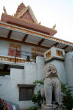 Detail of a lion sculpture outside the temple.