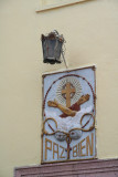 I was also impressed by this religious plaque saying peace and blessing and by the lamp over it.
