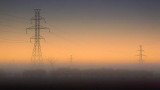 Power Towers In Dawn Fog 68036