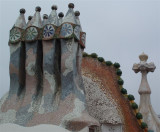 Casa Batllo roof Gaudi chimneys and cross