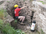 James holds his own work party on the lock wall