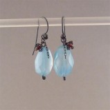 WE7 - Chalcedony & Garnet Earrings (oxidised silver)