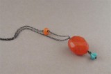 WN14 - Cornelian & Czech Glass Necklace (oxidised silver)