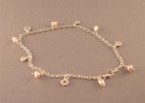 WABL34 - Ankle Bracelet (silver flowers & pearls)