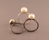 WR45 - Pearl  & Oxidised Silver Rings