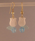 WVE4 - Owl Earrings (on brass hooks with lucite flowers)