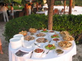 Ceviche, Guacamole, Pico de Gallo and chips - presentation style