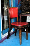 red leather chair...