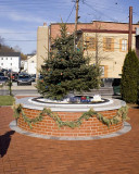 The Town Fountain decorated for Christmas (note the G Scale train)