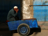 Man in blue cart, Essaouira, Morocco, 2006