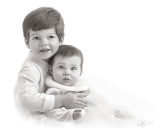 brother and sister bw