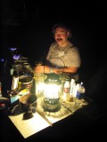 Monte with his ancient camping gear