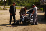 Here are father and sons working on jp's ride....