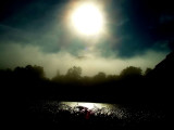 Sun, Fog, Mountains and River