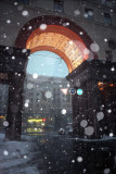 Arch w/ flash in snow, Moscow