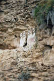 The 2.5 m high sarcophagi are set into an impressive cliff face