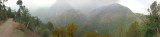Panoramic view, from Naddi, of the Dhuala Dhar mountain range foothills
