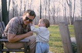 Having ear pulled by son Christopher, Spring Valley, NY c. 1964