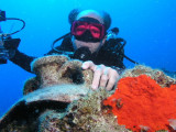 Bob with another piece of amphora.  The bottom was littered with them in some places.