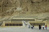 rising out of the desert plain, the Temple of Hatshepsut merges with the sheer limestone cliffs