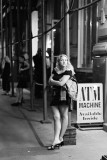 young woman on Park Ave bw