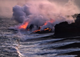 Lava flow into ocean, Big Island of Hawaii