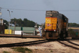 Conductor John on steps of Local UP Engine 717 at Sterling.JPG