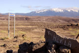 Painted rock pointing out Mount Hekla