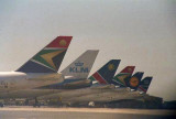 747s lined up at Cape Town