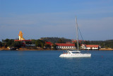 Catamaran with the Big Buddha Temple, Koh Samui