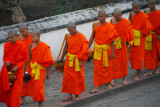 Buddhist monks out at 6 am to collect alms