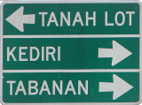 The road to popular temple of Tanah Lot is well marked