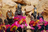 Dogon mask dancers of Tereli resting after the performance